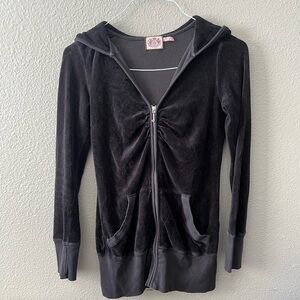 Black Juicy Couture Velvet Zip Up Sweater